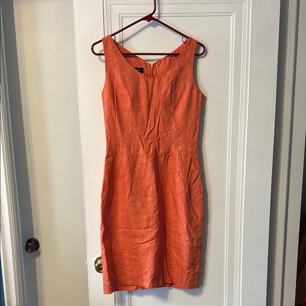Boston Proper Orange Sleeveless Linen Sheath Dress
